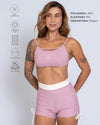 Short Fitness Smile Duo Rosa Glam com Off White compressão