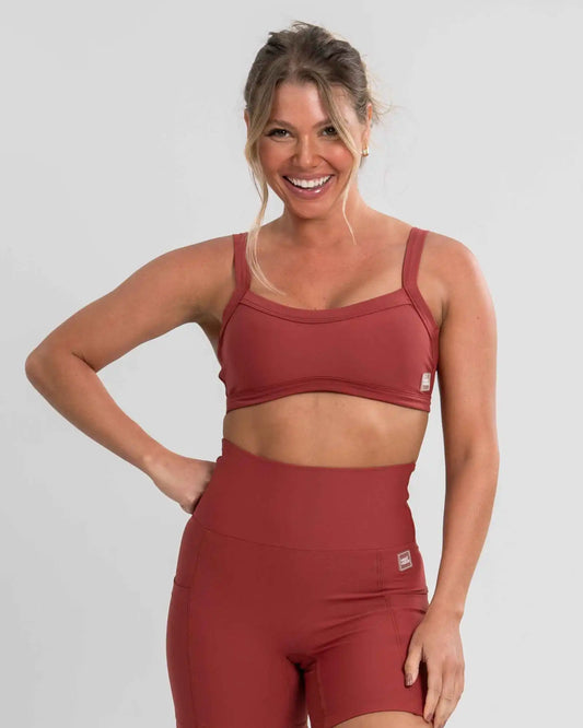 Top Fitness Flow Vermelho Carmin c/ compressão