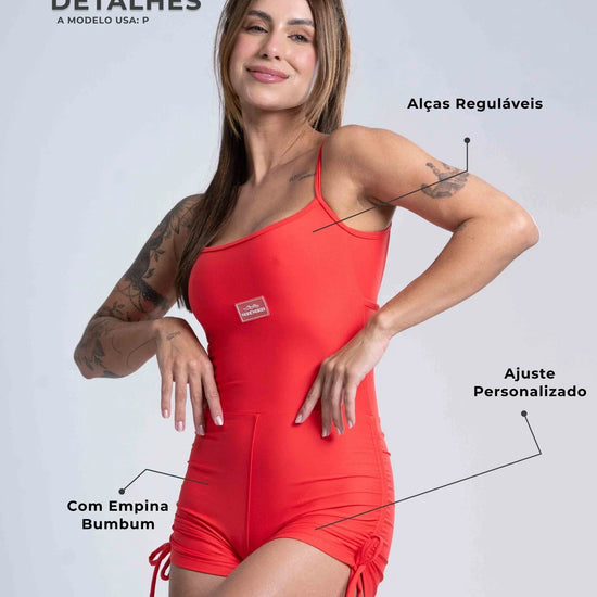 Macaquinho Fitness Pérola Red - Maré Maria moda fitness