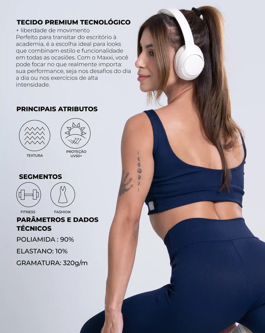 Short Fitness Confort Canelado sem costura frontal