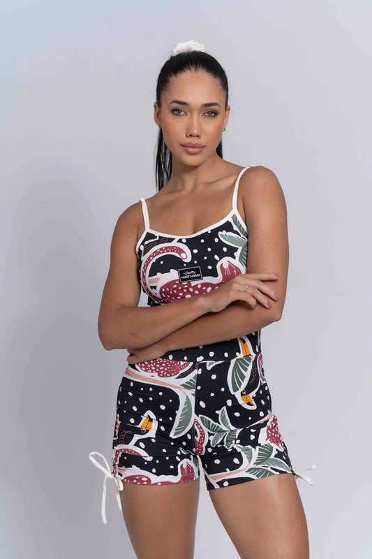 MACAQUINHO FITNESS NEW PÉROLA ESTAMPA PRIMAVERA