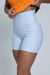 Short fitness Bike Azul Ice compressão s/ costura Frontal