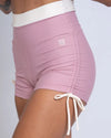 Short Fitness Smile Duo Rosa Glam com Off White compressão
