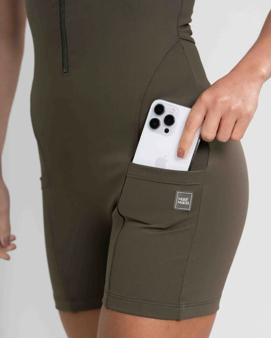 Macaquinho Fitness Zip Fuel Verde Musgo