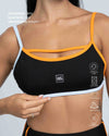 Top Fitness New Front Tricolor Super Black viés Tangerina/Azul Ice