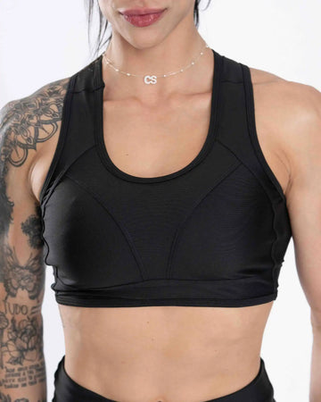 Top Fitness Nadador com Recortes Super Black