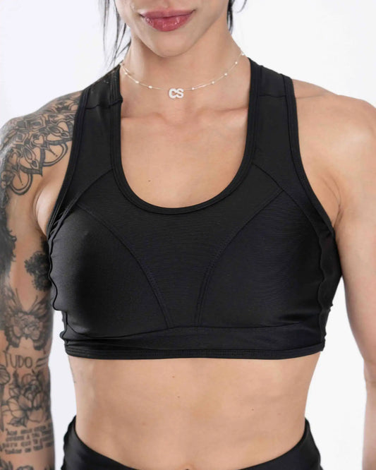 Top Fitness Nadador com Recortes Super Black