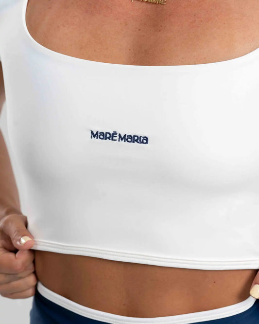 Top Fitness Ana de Manguinha com Bordado Maré Maria